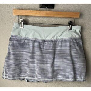 Lululemon 6 Twisted Stripe Caspian Blue Pacesetter Ruffle Pleated Skirt Rare HTF